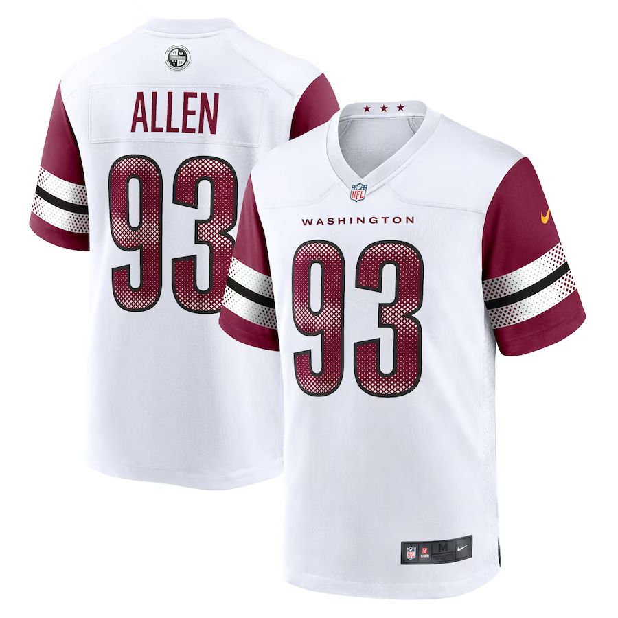 Men Washington Commanders 93 Jonathan Allen Nike White Game NFL Jersey